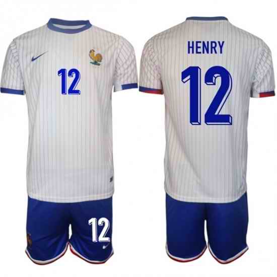 Men France 12 Henry White 2024 25 Away Soccer Jersey Suit